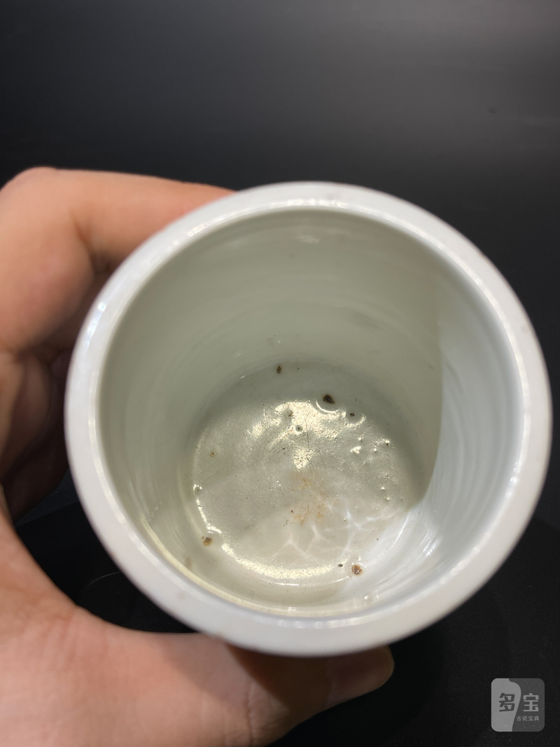 清乾隆 唐英 墨彩踏雪寻梅笔筒 - 图11